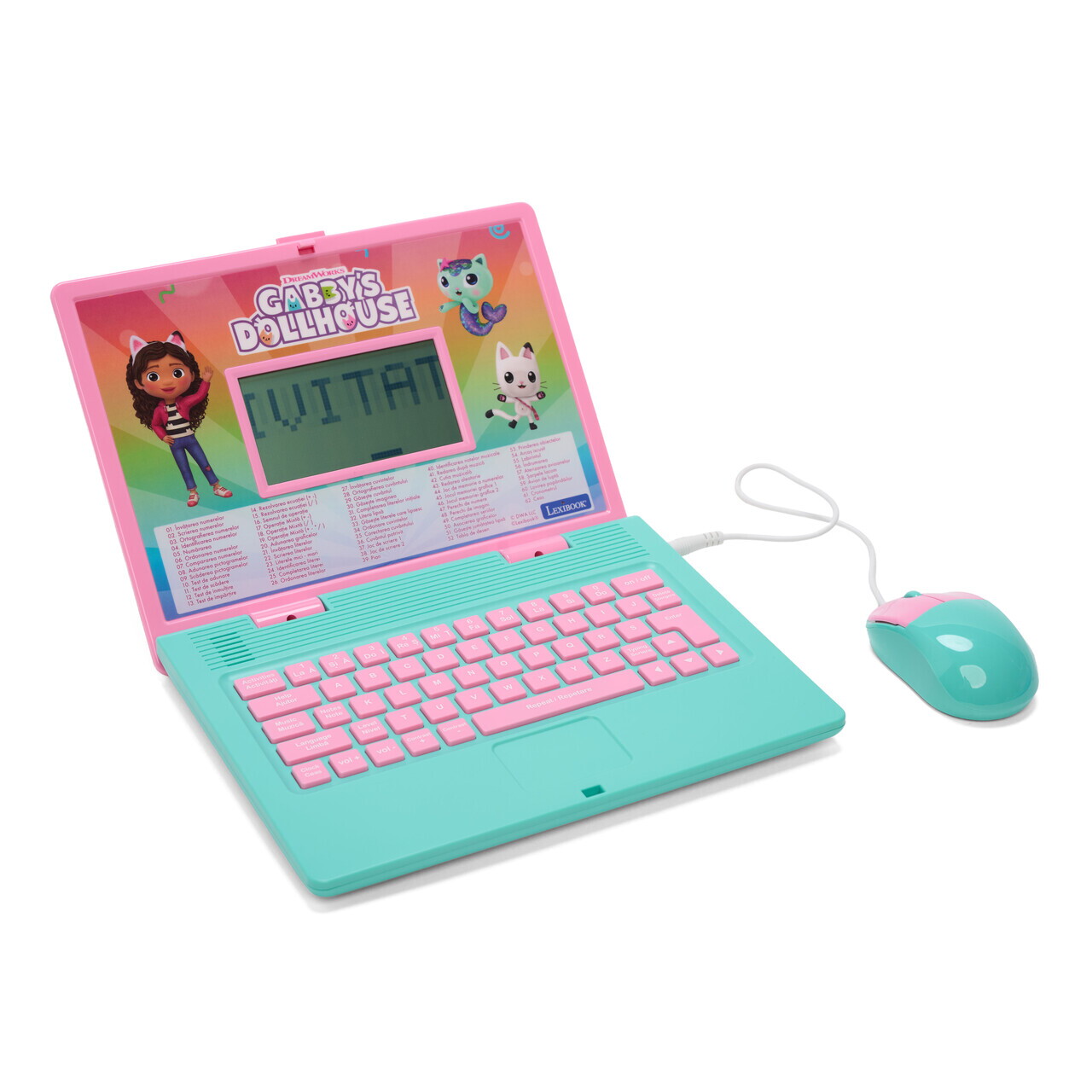Laptop educational bilingv Ro/En pentru copii Gabby, LEXIBOOK, 5.1x9.7 cm, roz/verde - imagine 5